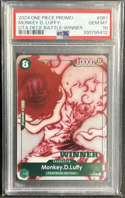 MONKEY D. LUFFY P-061 UTA DECK BATTLE-WINNER 2024 ONE PIECE CARD PROMOS PSA 10 - Image 1