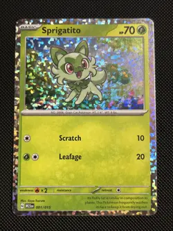 Sprigatito 001/015 - Holo - McDonald’s 2023 Pokemon TCG Card M23en LP - Image 1