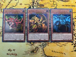 Yugioh Egyptian God Cards Set Obelisk, Slifer, & Ra LDK2 Ultra Rare NM - Image 1
