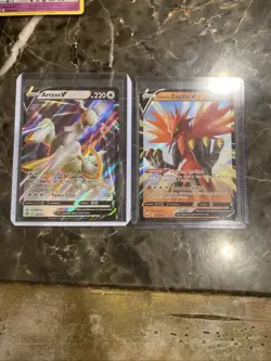 Pokemon V Cards X2 Holo Rare Arceus And Galarian Zapdos NM - Image 1
