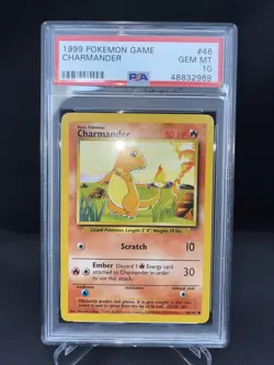 Pokemon TCG 1999 Base Set Charmander #46 Card *GEM MINT PSA 10* - Image 1