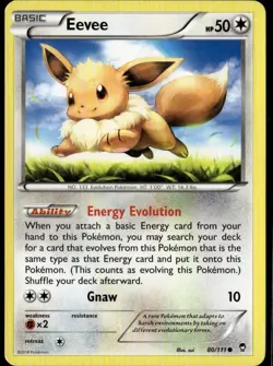 Eevee Common XY - Furious Fists 80/111 Colorless Normal Pokemon Card - Image 1