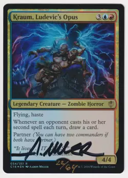 Signed FOIL Kraum, Ludevic's Opus Proof MP C16 Artist Aaron Miller MTG AP 22/64! - Image 1