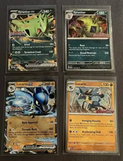 Pokemon 4 Stamped Promos Prismatic Evolutions Lucario Tyranitar ex Premium Box - Image 1
