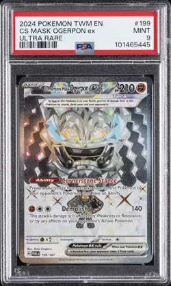 2024 POKEMON TWM EN-TWILIGHT MASQUERADE #199 CORNERSTONE MASK OGERPON EX PSA 9 - Image 1