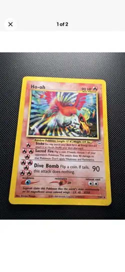 Ho-Oh 7/64 Holo Neo Genesis Vintage Pokemon Card HP - Image 3