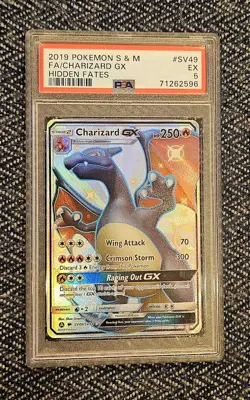 2019 POKEMON SUN & MOON HIDDEN FATES #SV49 FULL ART/CHARIZARD GX PSA 5 - Image 1