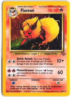 Flareon 3/64 Holo Rare Jungle Pokemon - Image 1