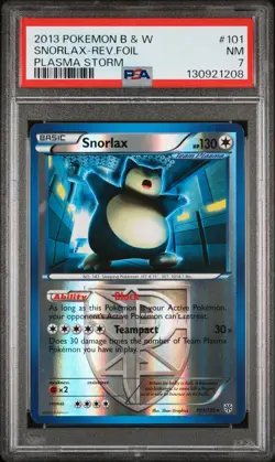 2013 POKEMON BW PLASMA STORM SNORLAX #101 REVERSE PSA 7 NM #130921208 - Image 1