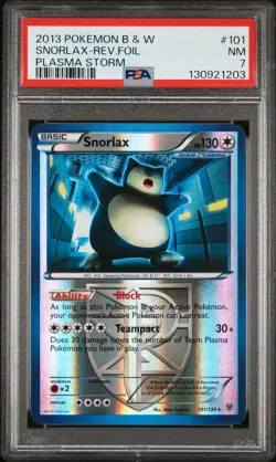 2013 POKEMON BW PLASMA STORM SNORLAX #101 REVERSE PSA 7 NM #130921203 - Image 1