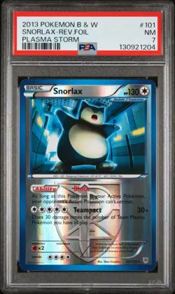 2013 POKEMON BW PLASMA STORM SNORLAX #101 REVERSE PSA 7 NM #130921204 - Image 1