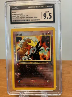 Pokemon Black Star Promo Entei Reverse Holo CGC 9.5 With Swirl - Image 1