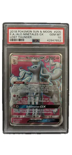 2018 Pokemon Sun & Moon Alolan Ninetales GK Lost Thunder Secret FA#205 PSA 10 - Image 1