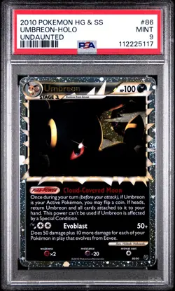 2010 Pokemon Heartgold & Soulsilver Undaunted Umbreon Holo #86 PSA 9 VERY CLEAN - Image 1