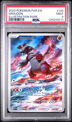 2023 Pokemon Par EN-Paradox Rift Groudon Illustration Rare PSA 9 #199 - Image 1