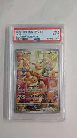 Eevee 188/167 Illustration Rare PSA 9 Pokemon TCG SV06 Twilight Masquerade - Image 1