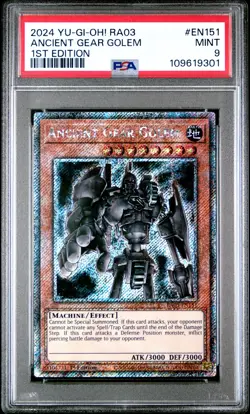 2024 YU-GI-OH! RA03-QUARTER CENTURY BONANZA 1ST ED ANCIENT GEAR GOLEM PSA 9 - Image 1