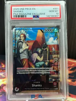 2025 One Piece EN Shanks PSA 10 GEM PSA Magazine Exclusive FULL ART #001 - Image 1