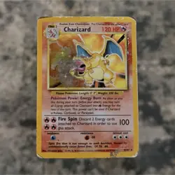 Pokemon Charizard Base Set Holo Rare 120 HP 004/102 English Trading Card - Image 1