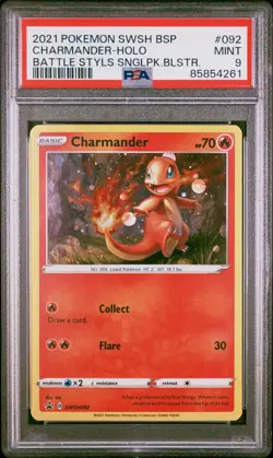 PSA 9 MINT Charmander SWSH092 Holo Battle Styles Blister Promo Pokemon Card - Image 1