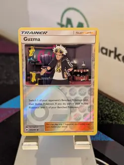 Pokemon Guzma TCG Reverse Holo Card 115/147 Sm-Burning Shadows LP Condition - Image 1