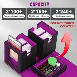 Deck Box for MTG with Commander Display, 3 in 1 Trading Card Storage Box Fit 200 - Image 2