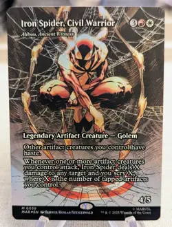 Foil MTG Marvel Universe IRON SPIDER, CIVIL WARRIOR Borderless Foil NM (0039) - Image 1
