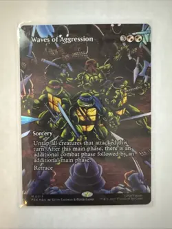 Waves of Aggression (Borderless Foil) Teenage Mutant Ninja Turtles Source Mtg - Image 1