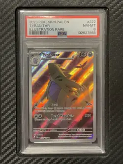 2023 PSA 8 Tyranitar #222 Illustration Rare Pokemon TCG S&V Paldea Evolved - Image 1