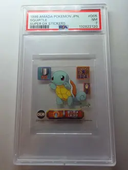 Squirtle 1998 Amada Super DX Pokemon Stickers PSA NM 7 - Image 1