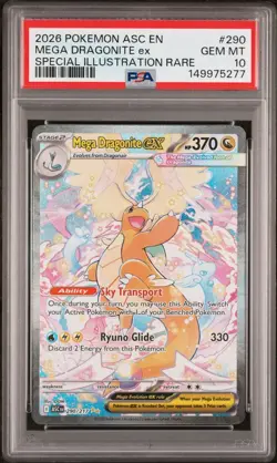 2026 POKEMON ASC SPECIAL ILLUSTRATION RARE #290 MEGA DRAGONITE EX PSA 10 - Image 1