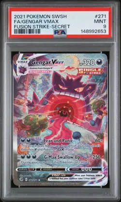 2021 POKEMON SWORD & SHIELD FUSION STRIKE SECRET #271 FULL ART/GENGAR VMAX PSA 9 - Image 1