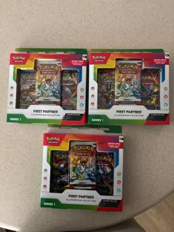 Pokemon TCG (3) FIRST PARTNER Illustration Boxes Series 1. New Sealed - Image 1