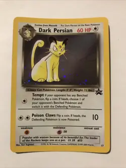 Dark Persian 17 Holo Black Star Promo WOTC Pokemon Card - Image 1