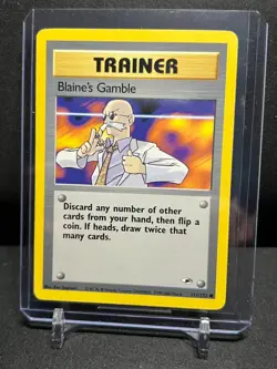 Blaine's Gamble Trainer 121/132 Pokemon 2000 Gym Heroes LP - Image 1