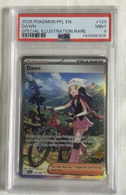 2025 POKEMON PFL EN-PHANTASMAL FLAMES #129 DAWN SPECIAL ILLUSTRATION RARE PSA 9 - Image 1