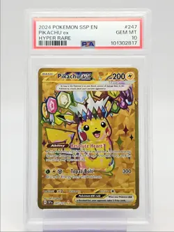 PIKACHU EX 2024 POKEMON SURGING SPARKS HYPER RARE 247/191 PSA 10 Q2283 - Image 1