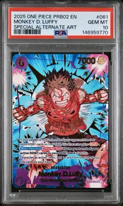 2025 ONE PIECE PRB02 SPECIAL ALTERNATE ART #061 MONKEY D. LUFFY PSA 10 - Image 1