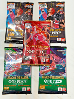 One Piece Mixed Packs (lot of 5) OP09 (emperors), OP12 (Legacy), EB03 (Heroines - Image 1