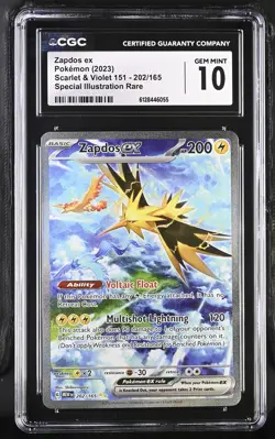 CGC 10 Zapdos ex 202/165 SIR Scarlet & Violet 151 Pokemon Card - Image 1