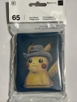 Pokemon x Van Gogh Museum Pikachu with Grey Felt Hat Card Sleeves 65 Ct. - Image 1