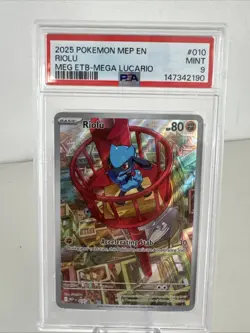 Riolu 010 PROMO Mega Evolution Holo PSA MINT 9 Pokemon TCG Card - Image 1