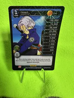 DBZ Dragon Ball Z TCG Card Panini Premiere C4 Trunks Inquisitive Foil - Image 1