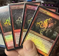 4x Flame Jab Foil Eventide Signed By Artist Mtg - Image 2