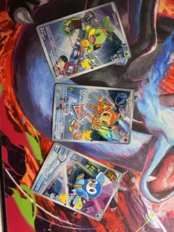 Pokemon First Partner Illustration Turtwig Chimchar Piplup 040 041 042 Set NM - Image 1