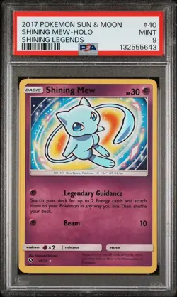2017 POKEMON SUN & MOON SHINING LEGENDS #40 SHINING MEW-HOLO PSA 9 - Image 1