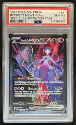 2025 Pokemon Destined Rivals Team Rocket's Mewtwo ex #231/182 PSA 10 - Image 1