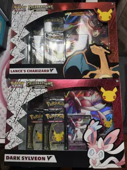 Pokemon Celebration Lance's Charizard V & Dark Sylveon V Collection Boxes Sealed - Image 1
