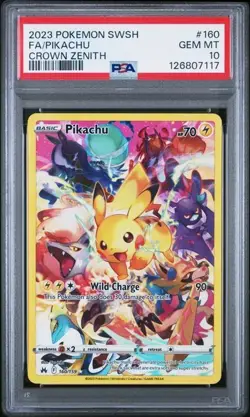 PSA 10 Gem Mint Pikachu (Secret) 160/159 Crown Zenith Holo Pokemon TCG - Image 1