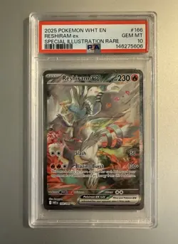 Pokemon 2025 WHT En-White Flare Reshiram EX #166/086 PSA 10 Gem MT - Image 1